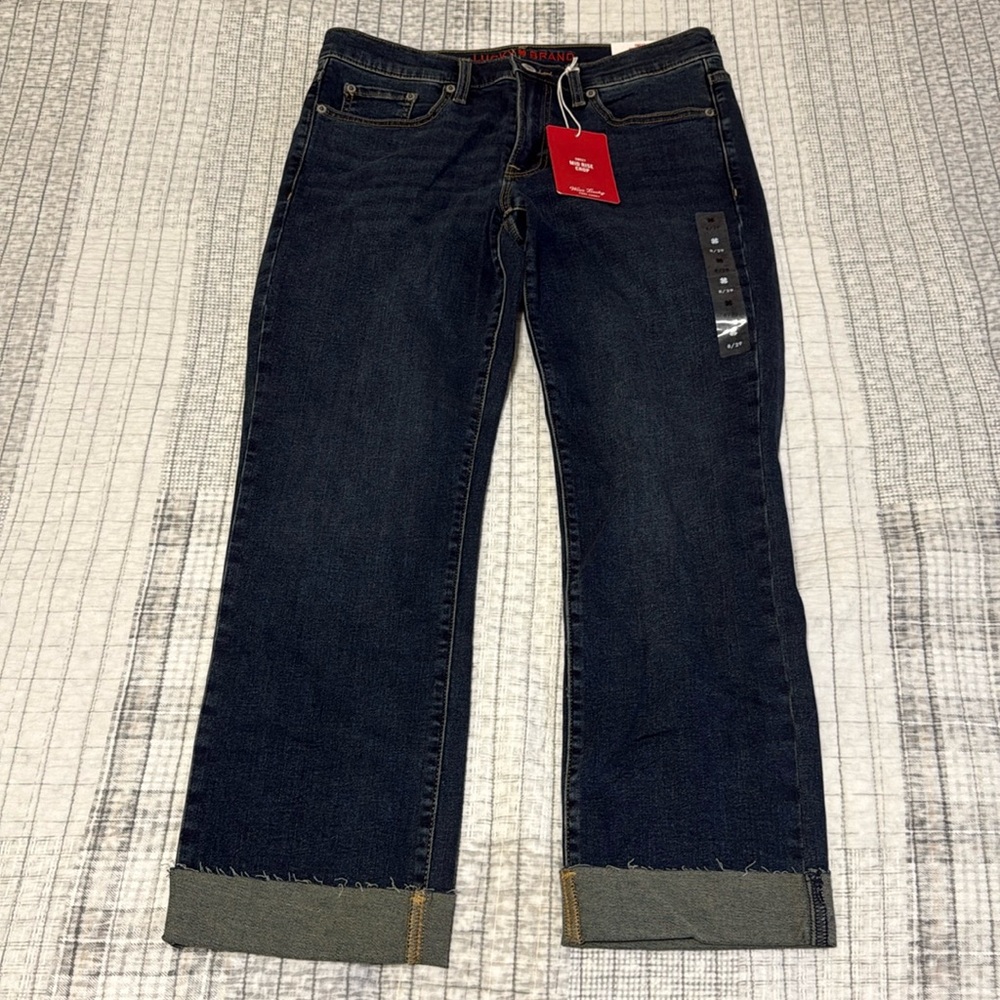Lucky brand size 8/29 sweet mid-rise crop advanced stretch blue jeans NWT